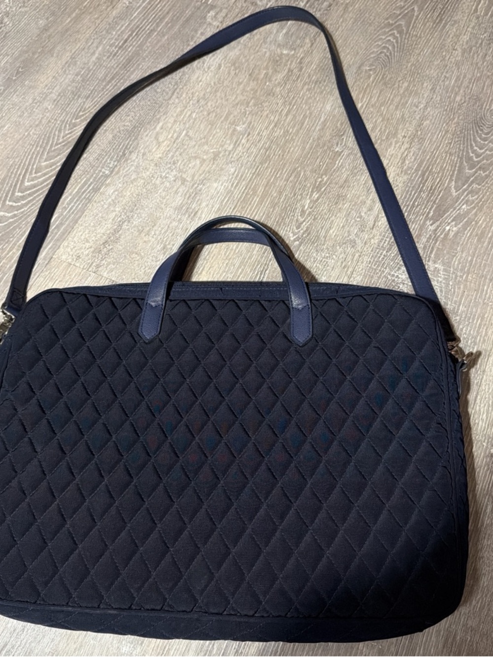 Vera Bradley Quilted Navy Laptop Bag with Shoulder Strap